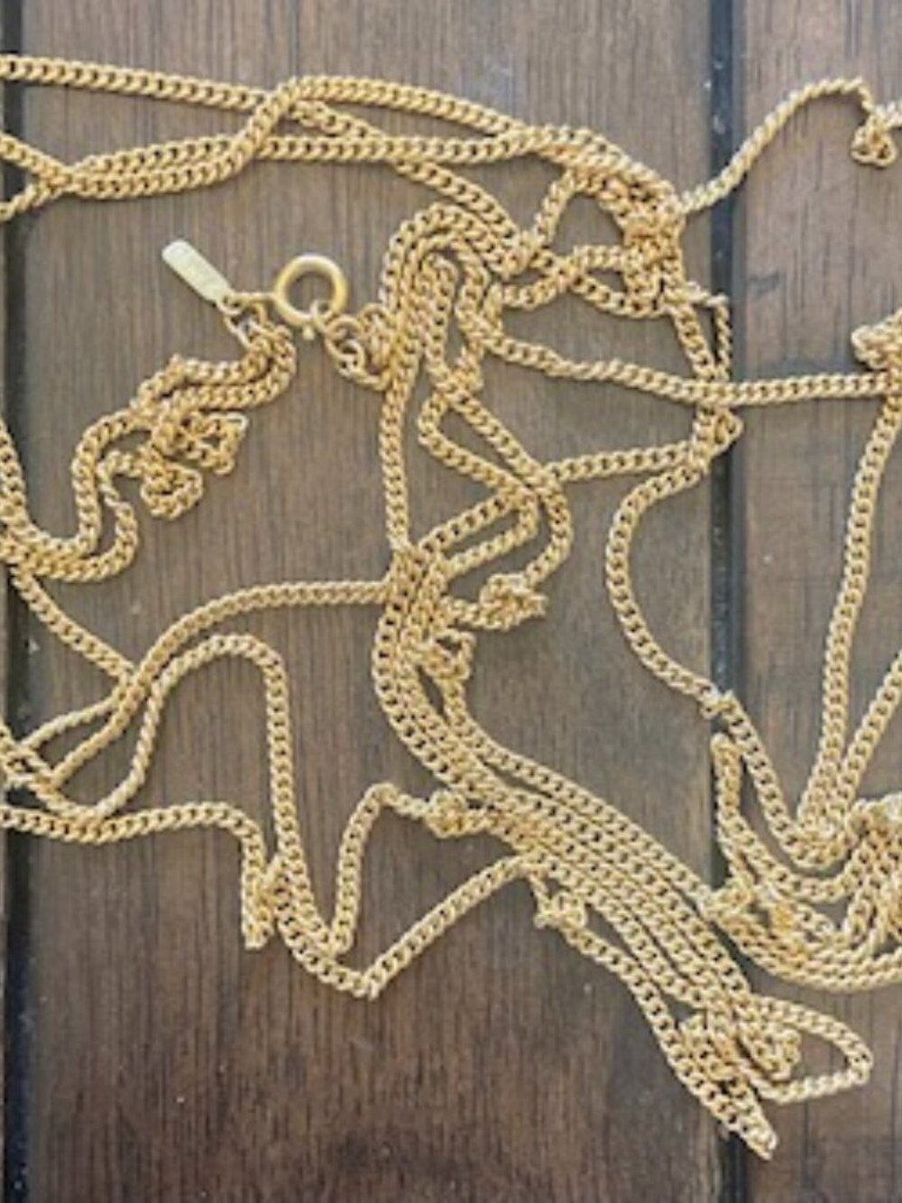 Monet Gold Tone Long Double Curb Chain Necklace
